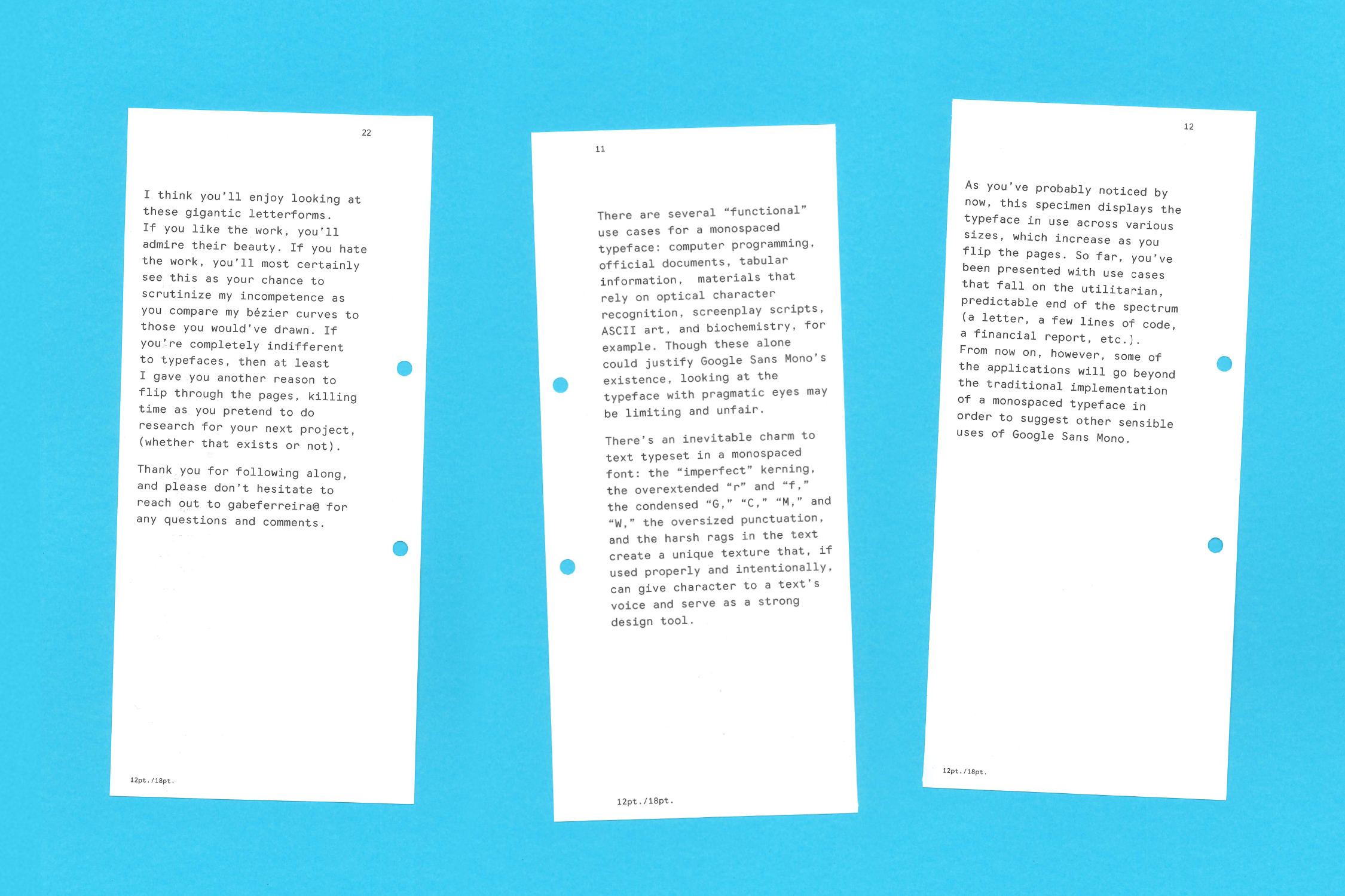 Gabe Ferreira: Googolplex Mono Specimen — More half-page inserts.