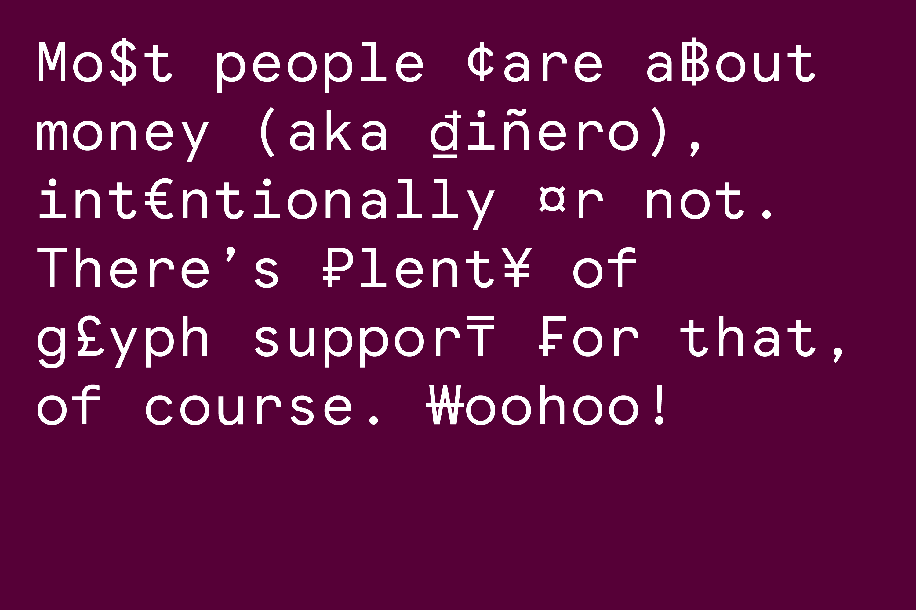 Gabe Ferreira: Googolplex Mono — Sample words (part 12).