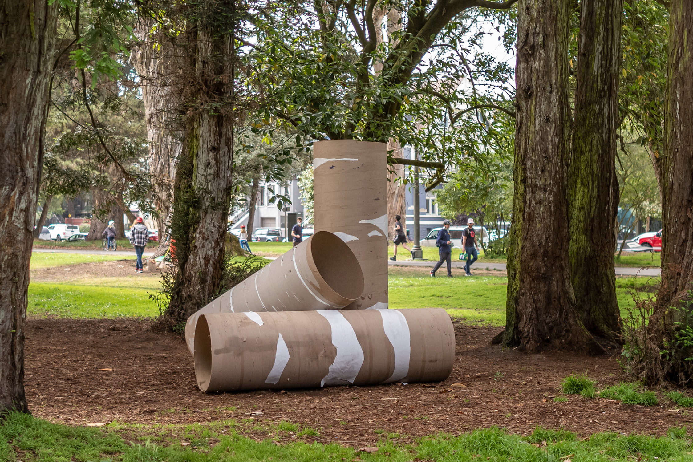 Gabe Ferreira: We’re out — Conceptual sculpture standing at San Francisco’s Panhandle park.